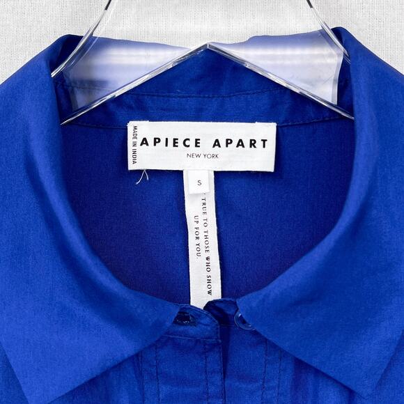 APIECE APART Oversize Button Down Shirt Womens Small Ceru Blue Silk Long Sleeve - Picture 12 of 16